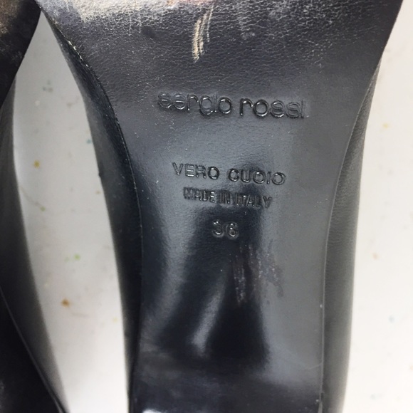 Sergio Rossi pointy toe Y2K low bow pump black leather 2000s office chic - Picture 6 of 8